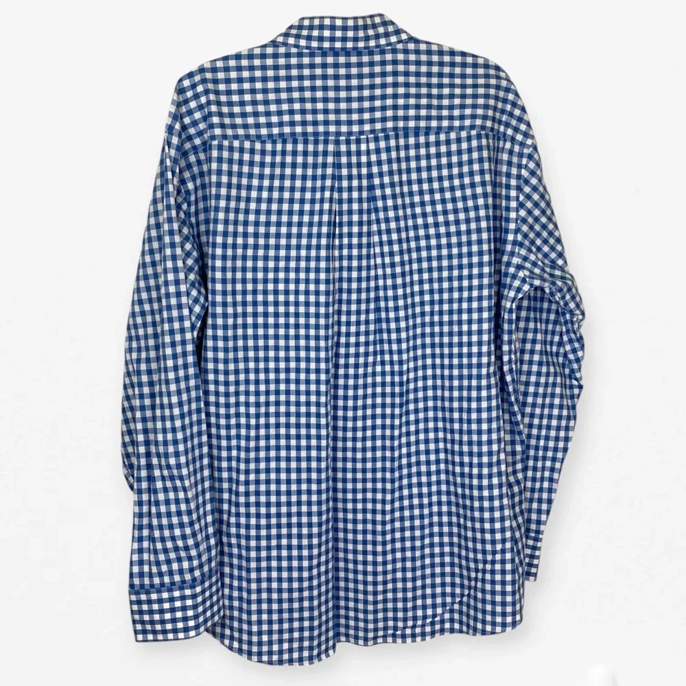 Nautica men’s Blue and White Gingham Casual dress button down classic fit Shirt - Picture 2 of 6